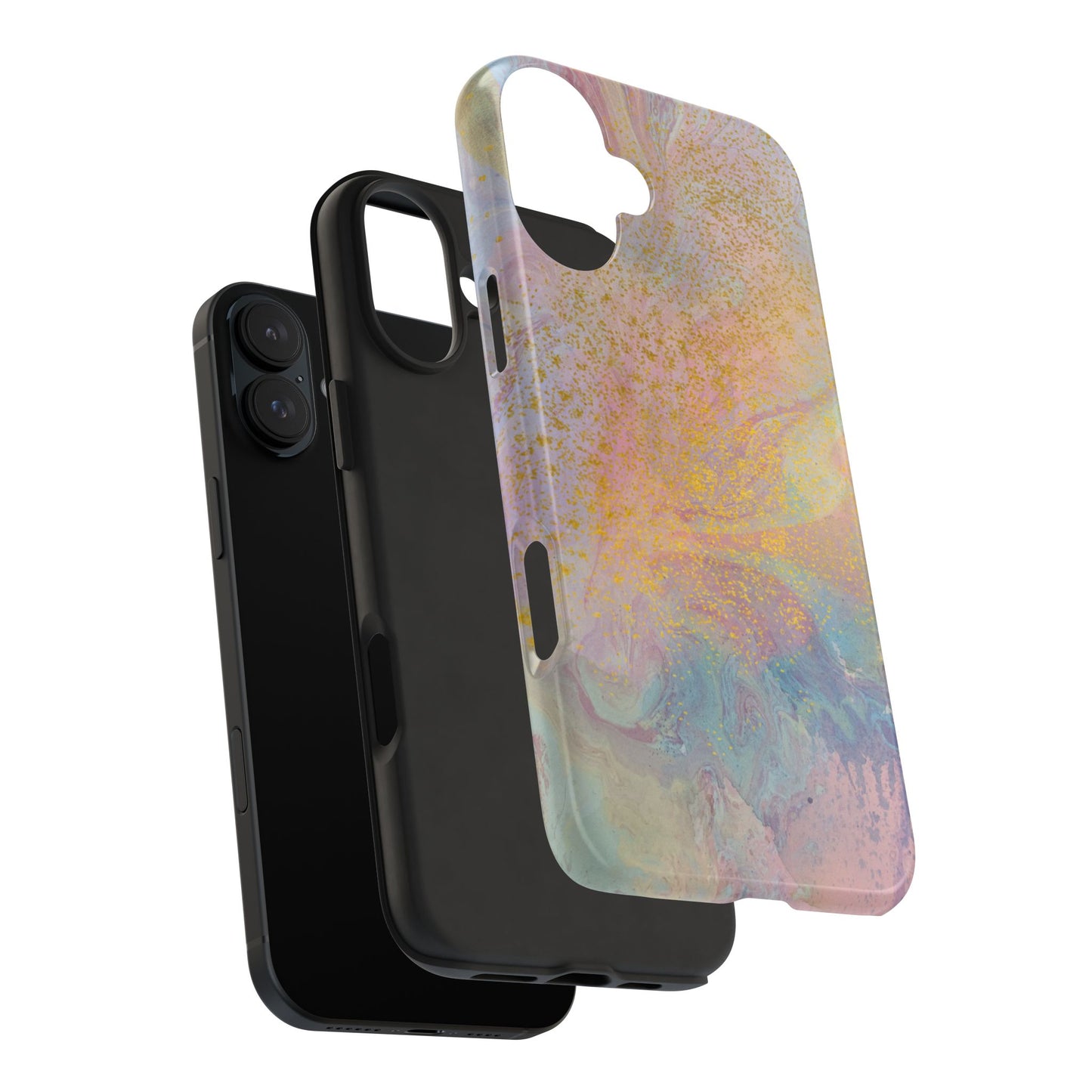 Phone Case - Pastel Rainbow & Gold Watercolor Design