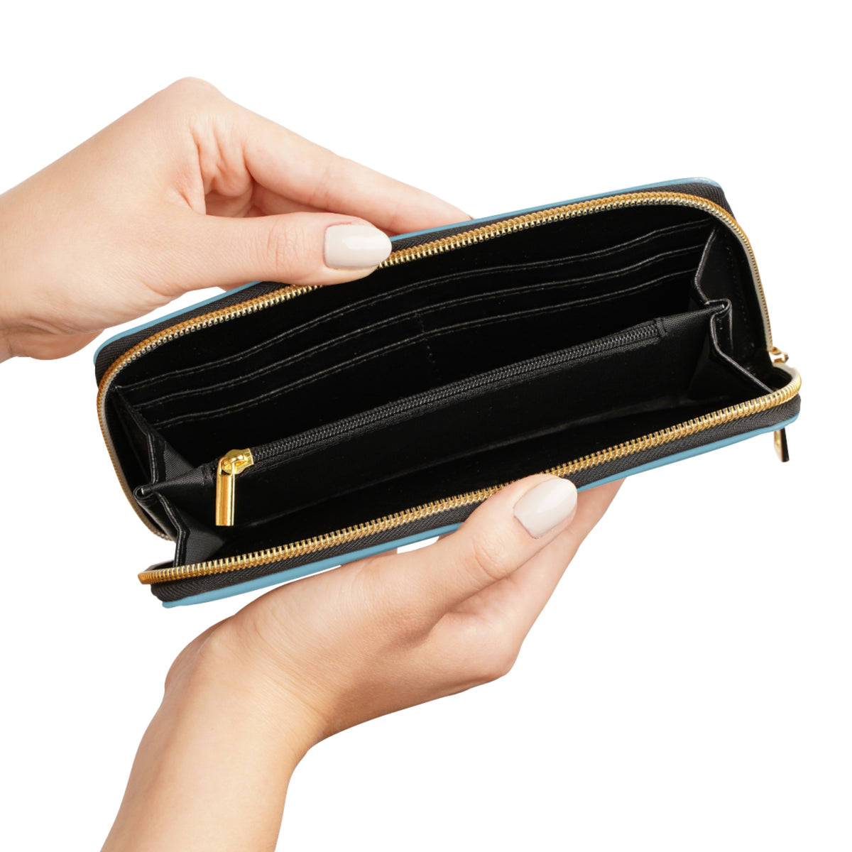 Sky Blue Minimalist Zip-Around Wallet