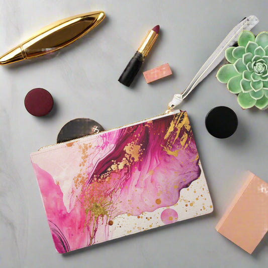 Pink Fuschia Magenta & Gold Clutch Bag (Original)