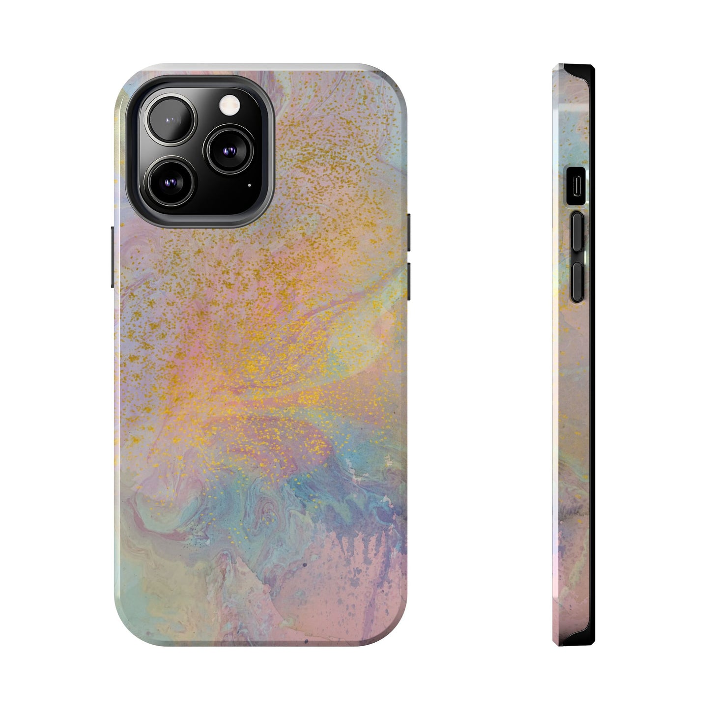 Phone Case - Pastel Rainbow & Gold Watercolor Design