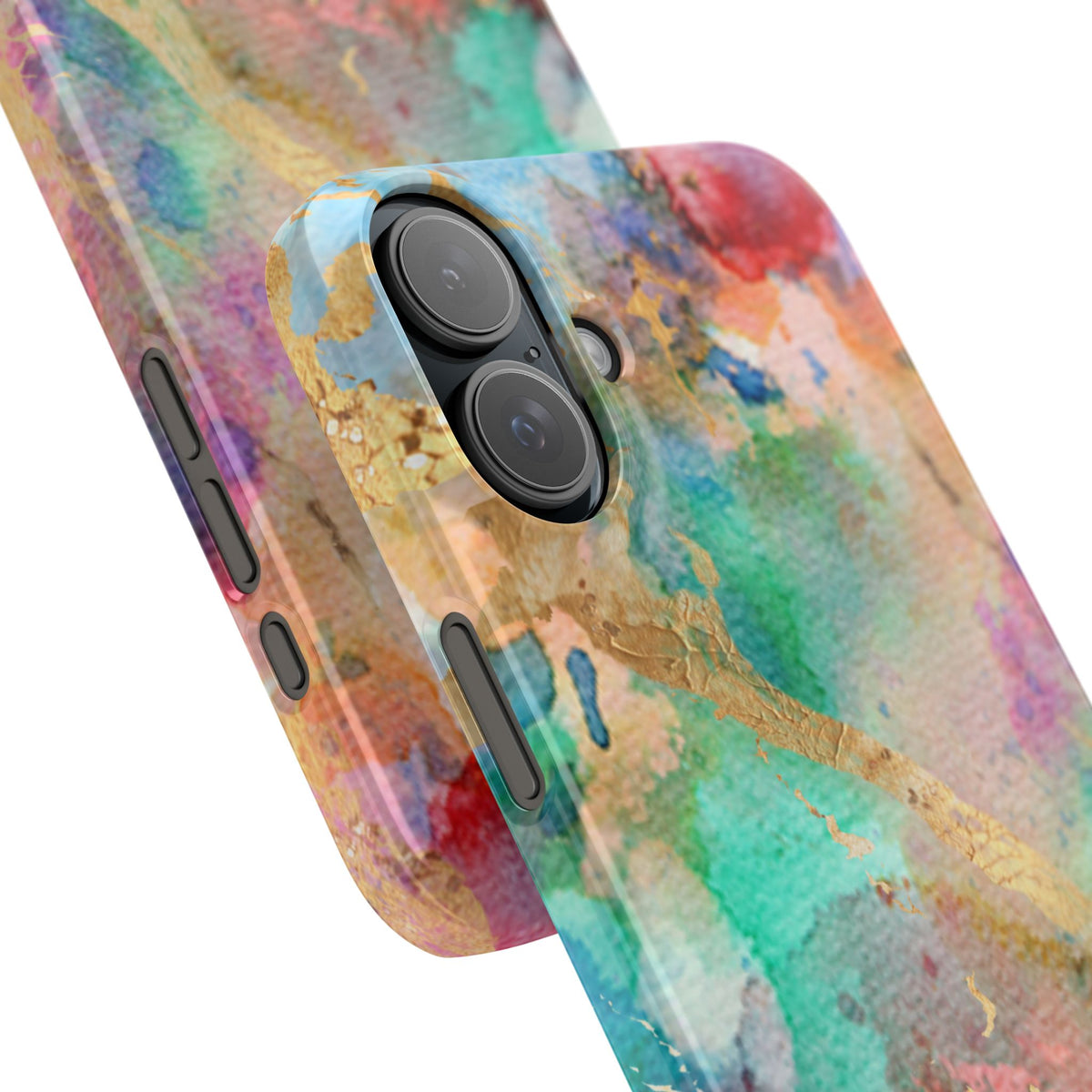Pastel Rainbow & Gold Watercolor Slim Phone Case