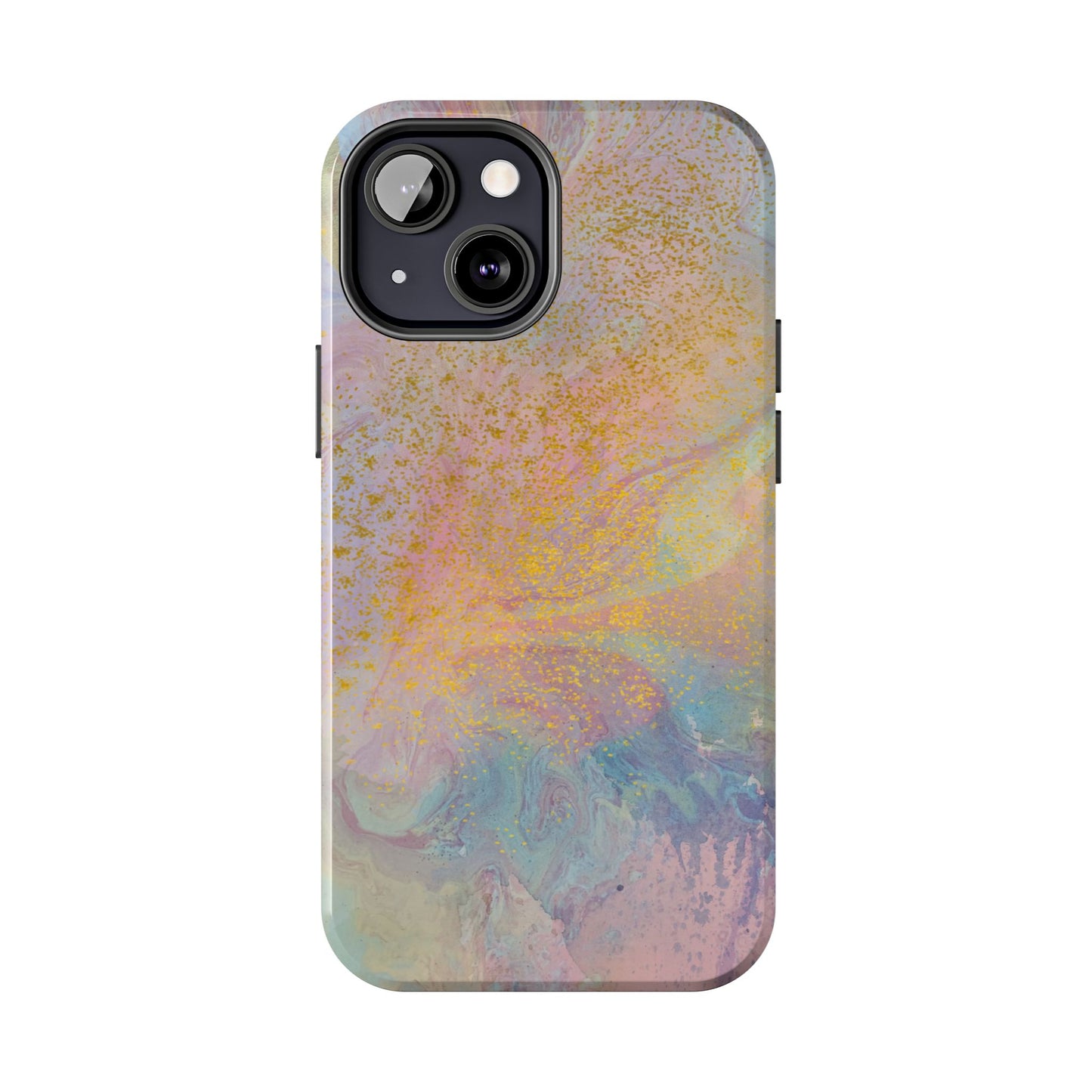 Phone Case - Pastel Rainbow & Gold Watercolor Design