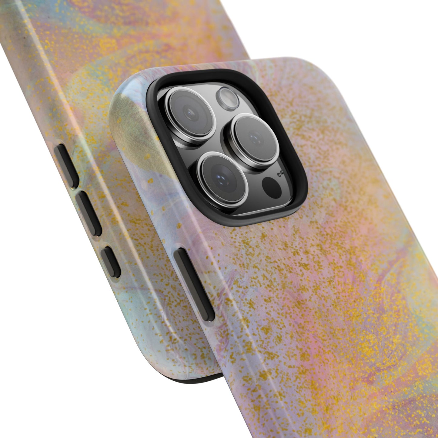 Phone Case - Pastel Rainbow & Gold Watercolor Design