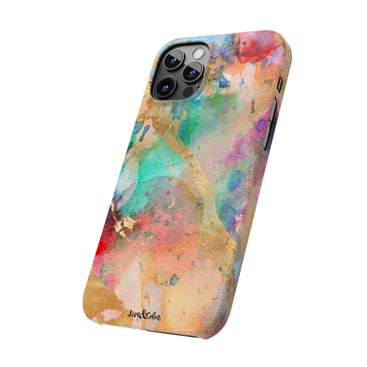 Pastel Rainbow & Gold Watercolor Slim Phone Case