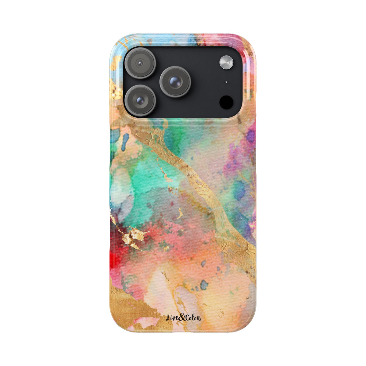 Pastel Rainbow & Gold Watercolor Slim Phone Case