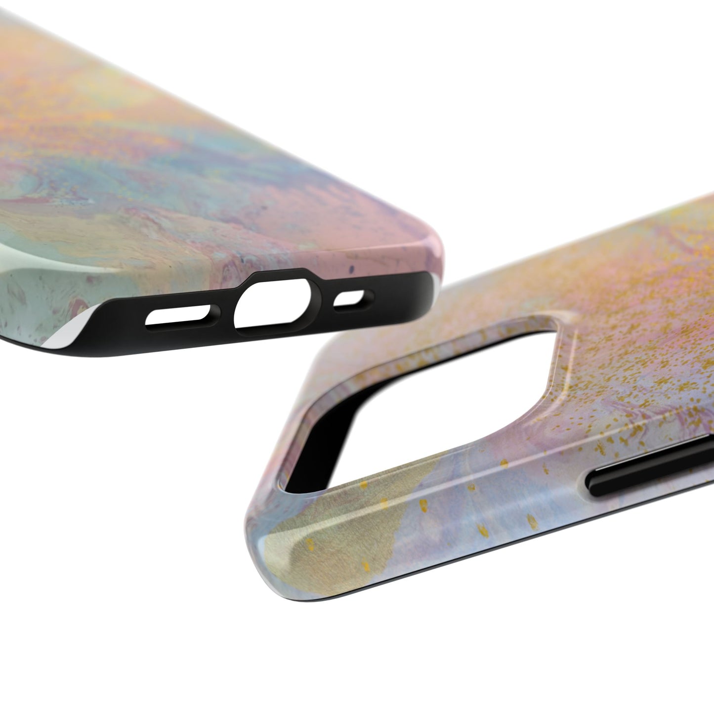 Phone Case - Pastel Rainbow & Gold Watercolor Design