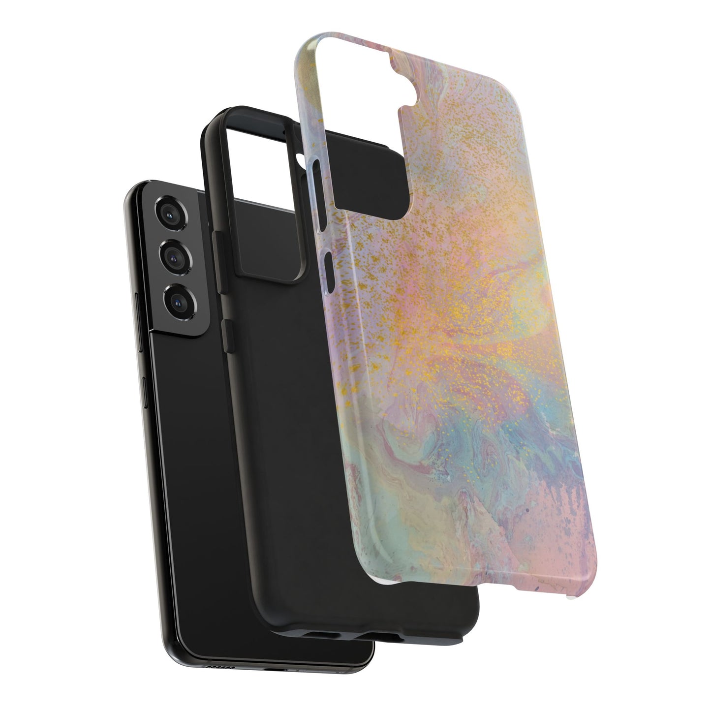Phone Case - Pastel Rainbow & Gold Watercolor Design