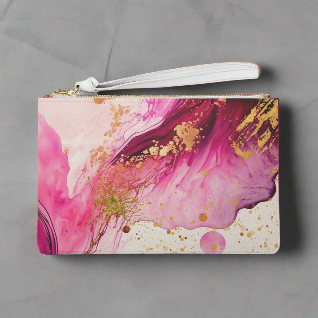 Pink Fuschia Magenta & Gold Clutch Bag (Original)