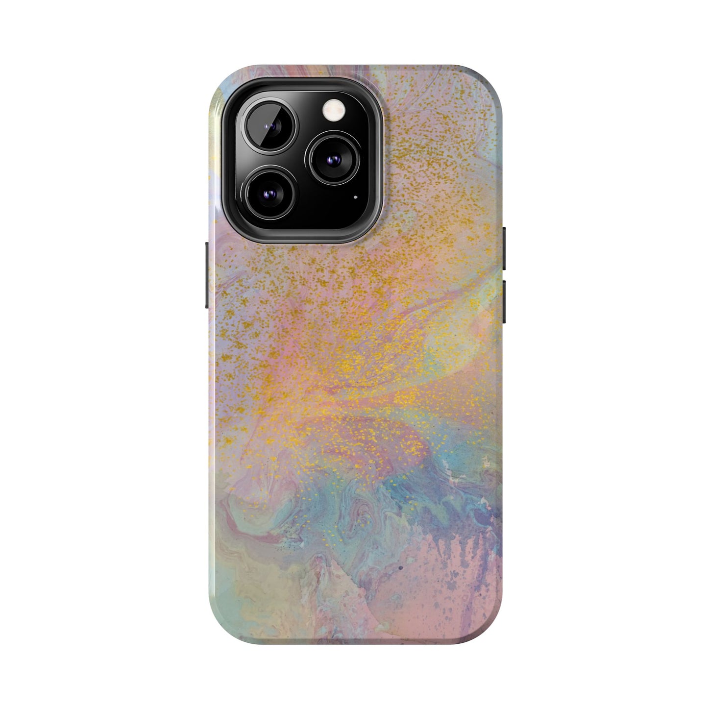 Phone Case - Pastel Rainbow & Gold Watercolor Design