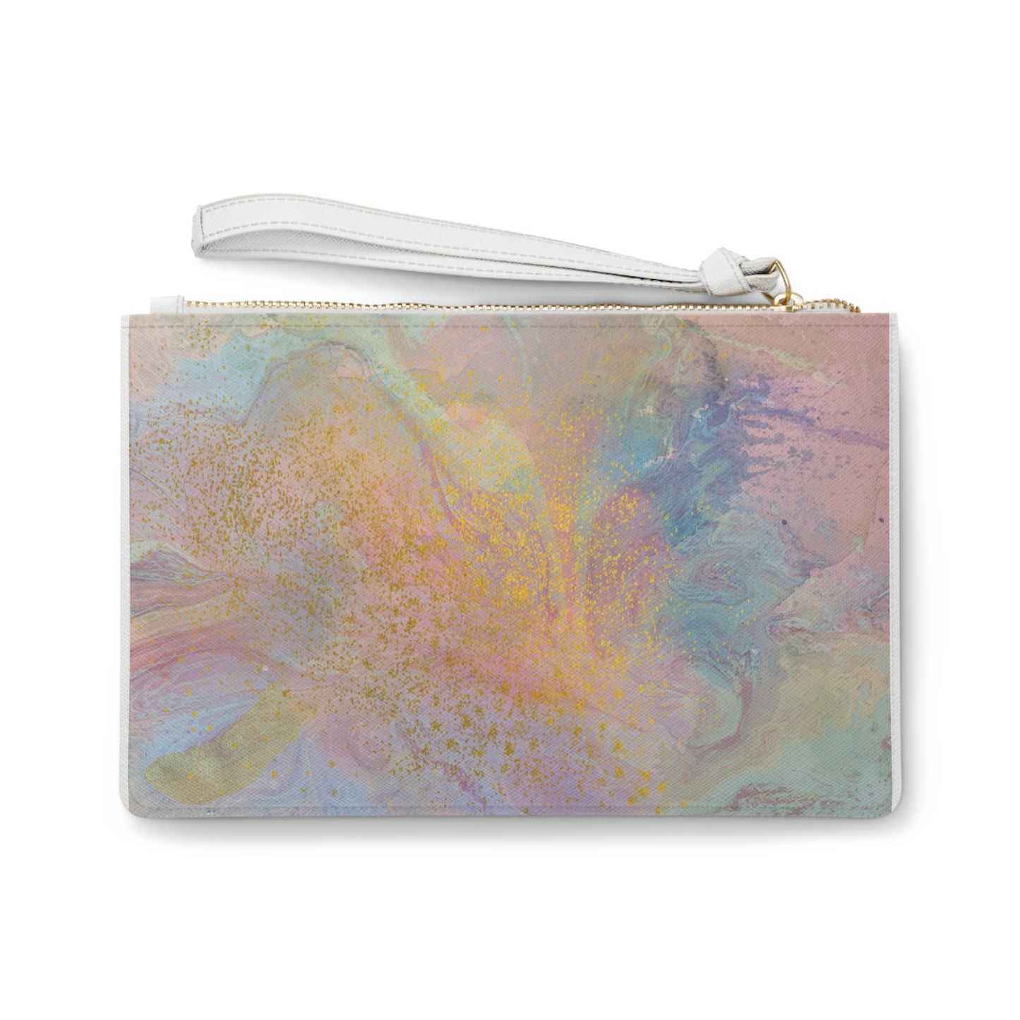 Rainbow Clutch Bag - Pastel & Gold Design