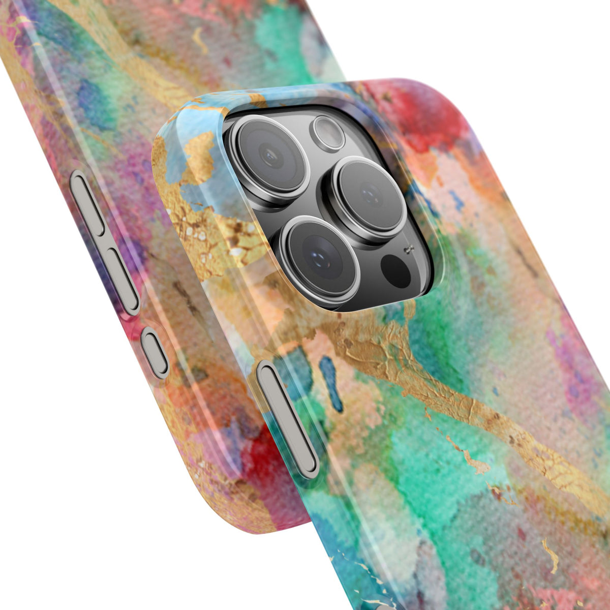 Pastel Rainbow & Gold Watercolor Slim Phone Case