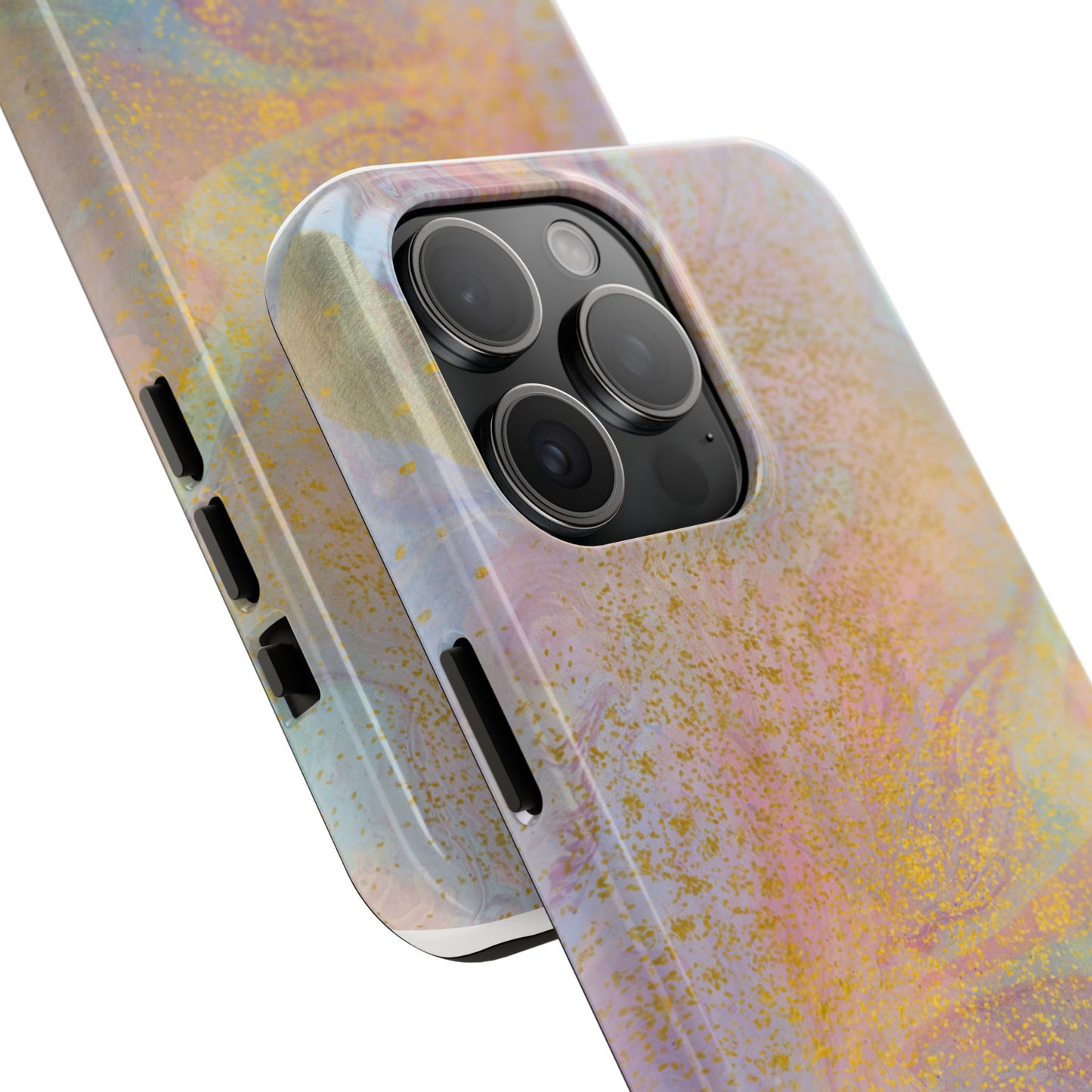 Phone Case - Pastel Rainbow & Gold Watercolor Design