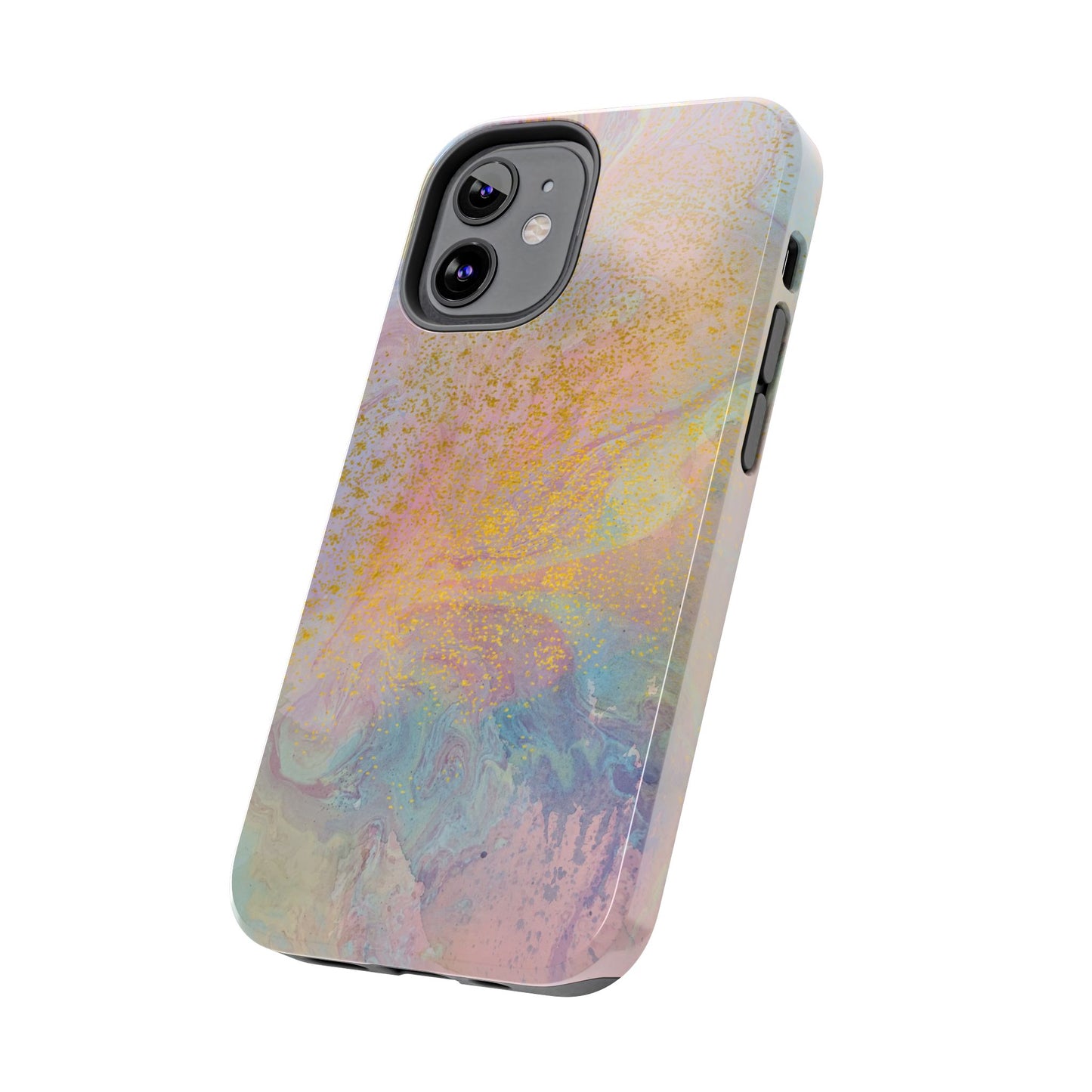 Phone Case - Pastel Rainbow & Gold Watercolor Design