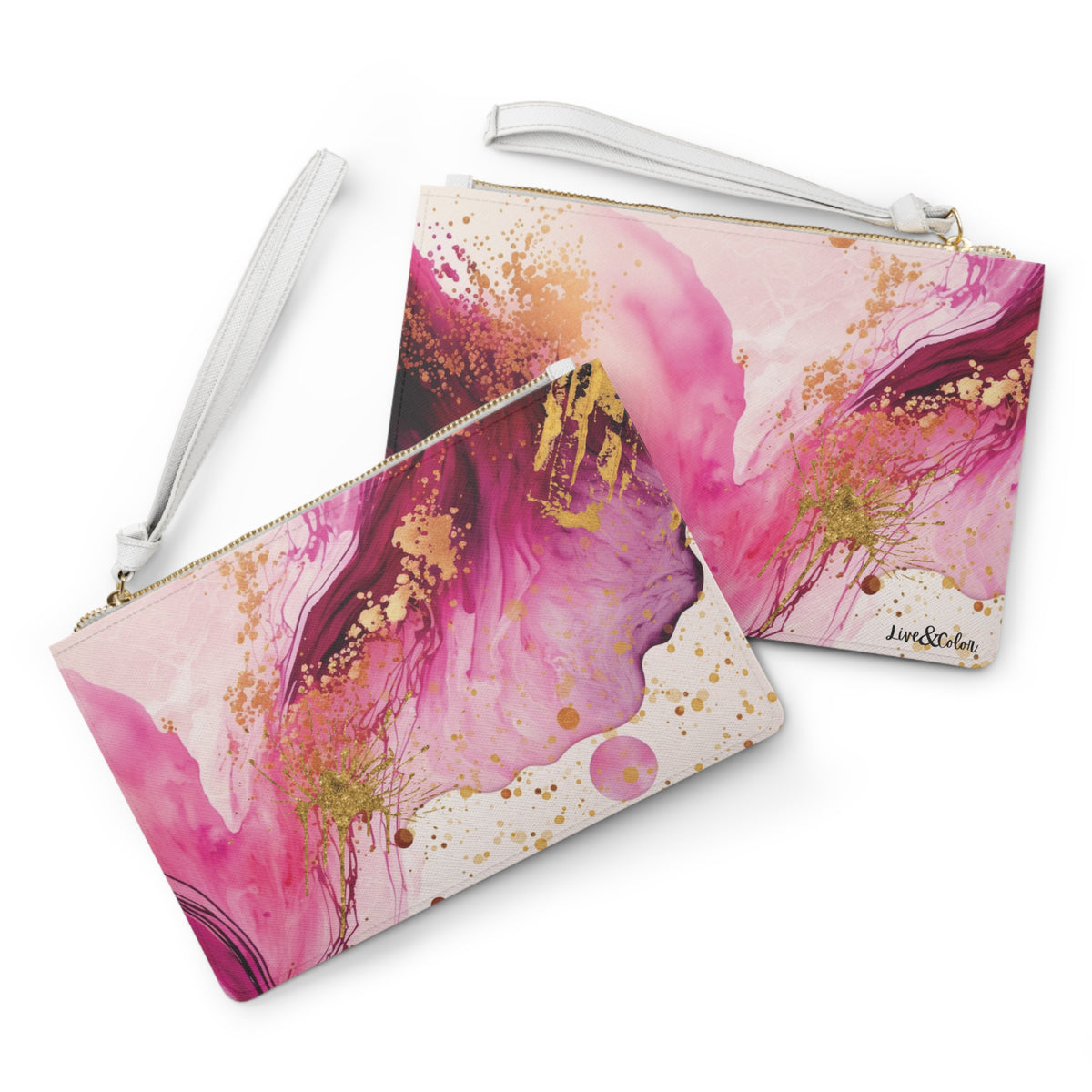 Pink Fuschia Magenta & Gold Clutch Bag (Original)