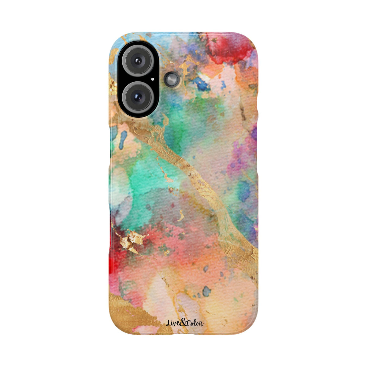 Pastel Rainbow & Gold Watercolor Slim Phone Case