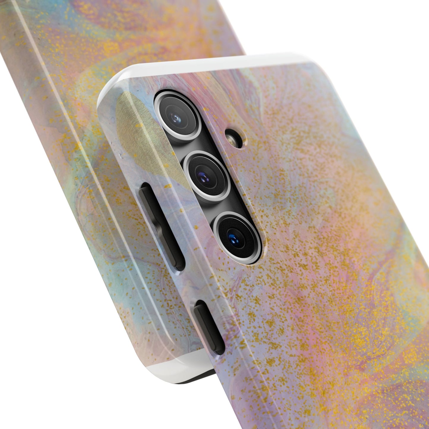 Phone Case - Pastel Rainbow & Gold Watercolor Design