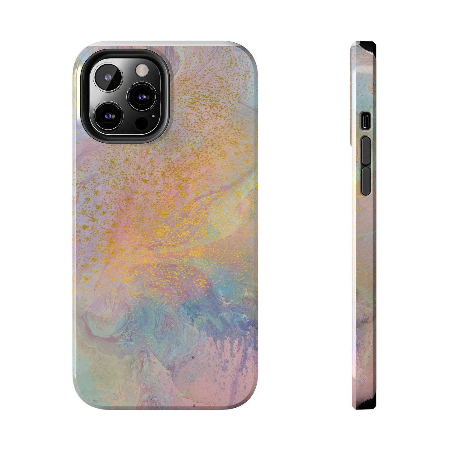 Phone Case - Pastel Rainbow & Gold Watercolor Design