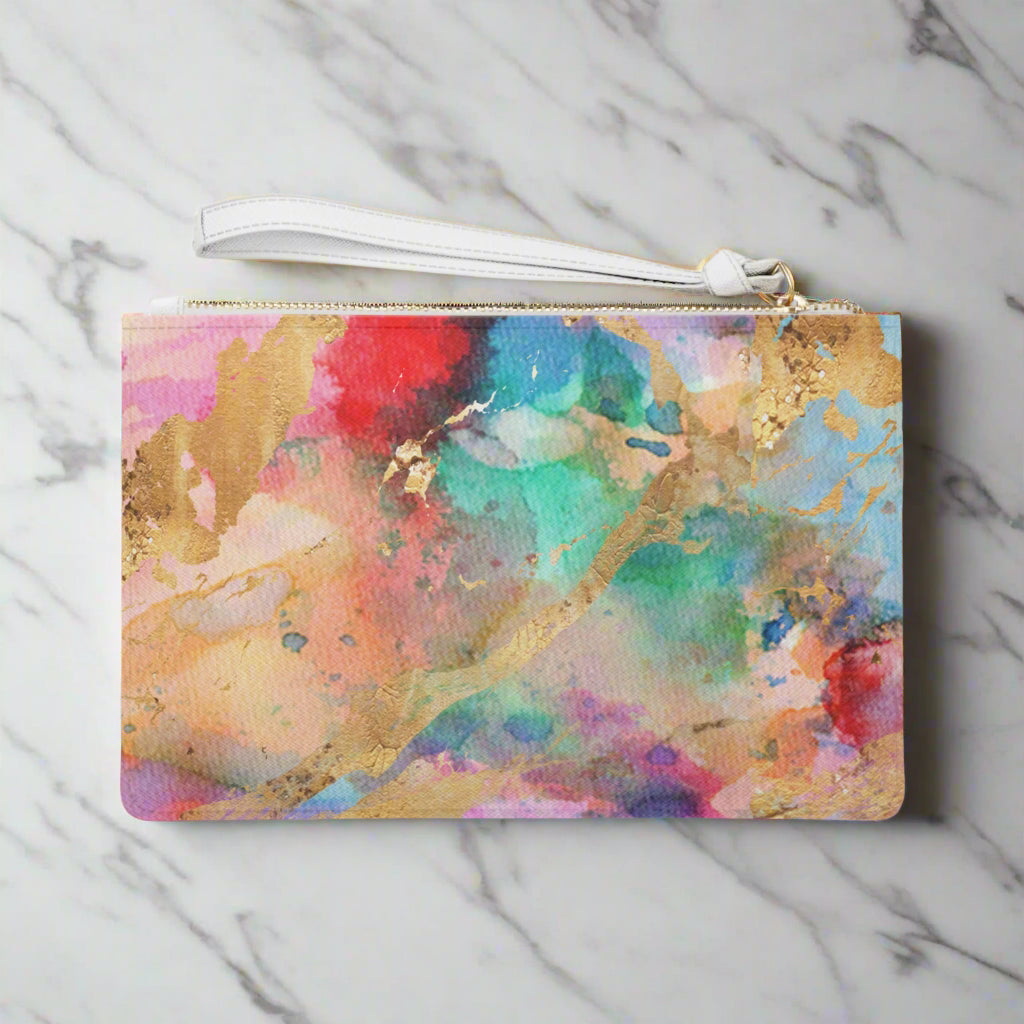 Watercolor & Gold Foil Stylish Clutch (Original)