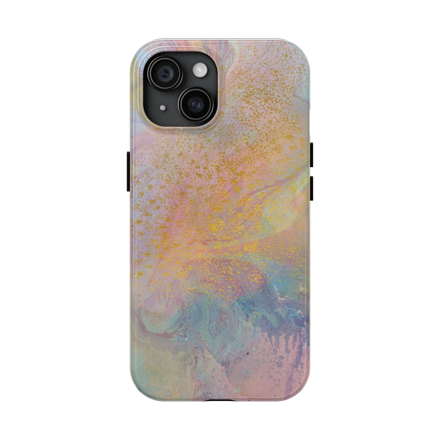 Phone Case - Pastel Rainbow & Gold Watercolor Design