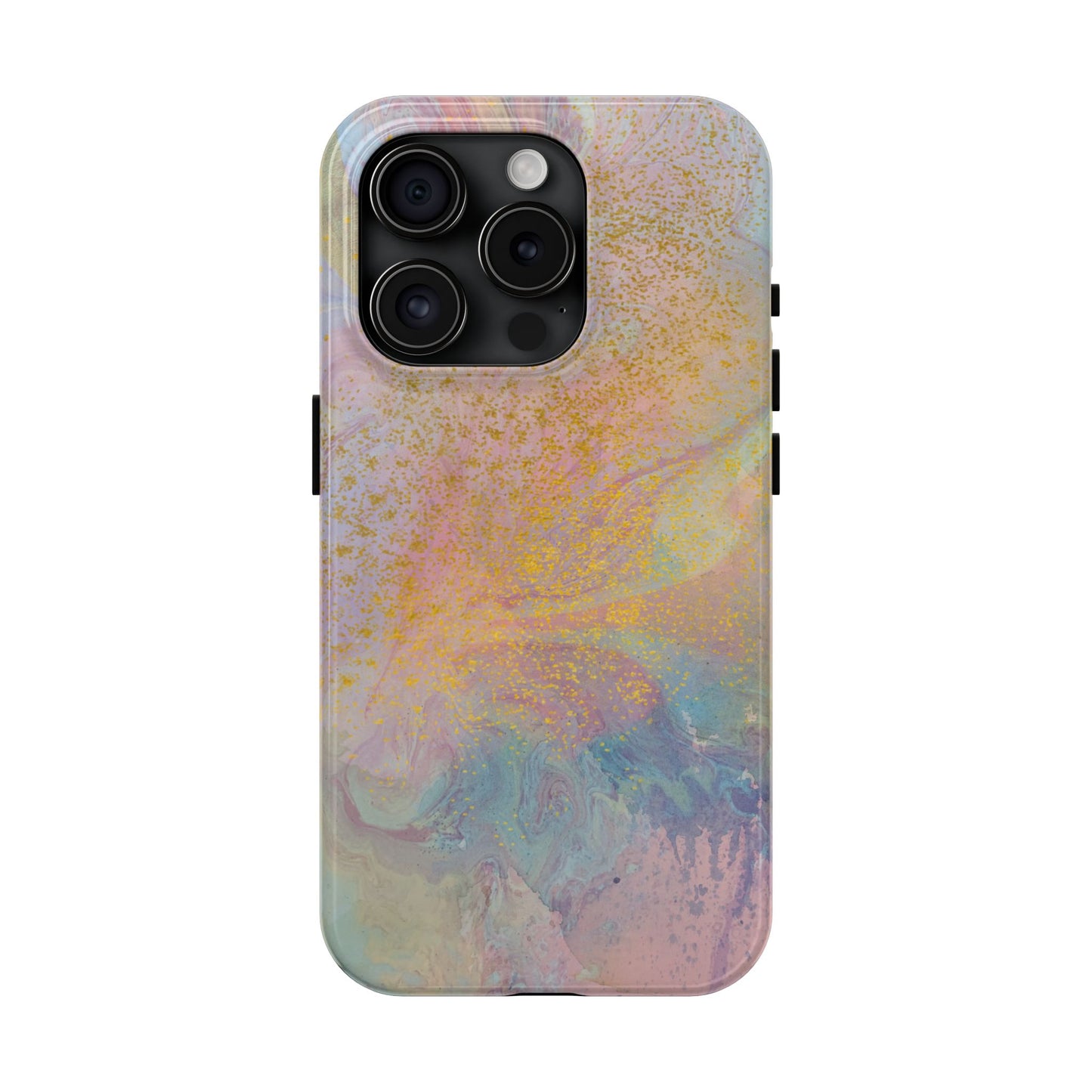 Phone Case - Pastel Rainbow & Gold Watercolor Design