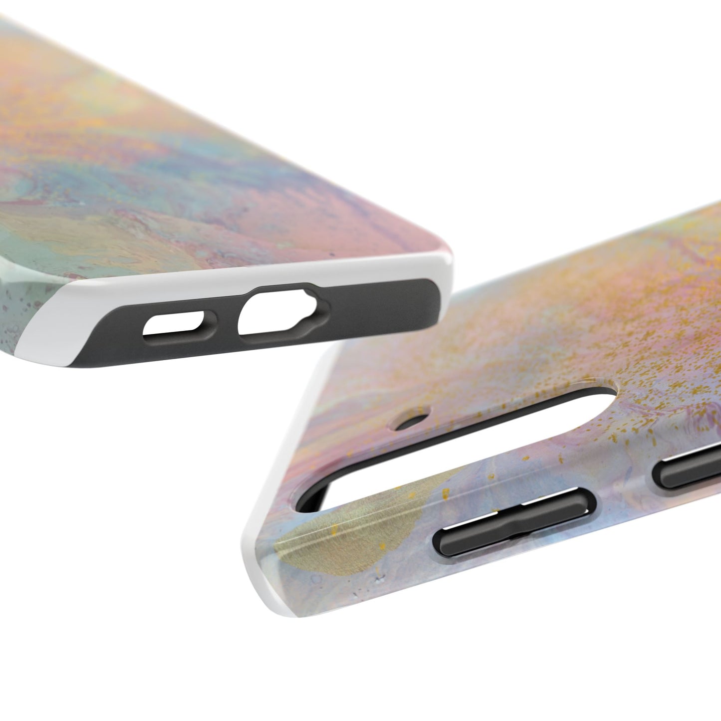Phone Case - Pastel Rainbow & Gold Watercolor Design