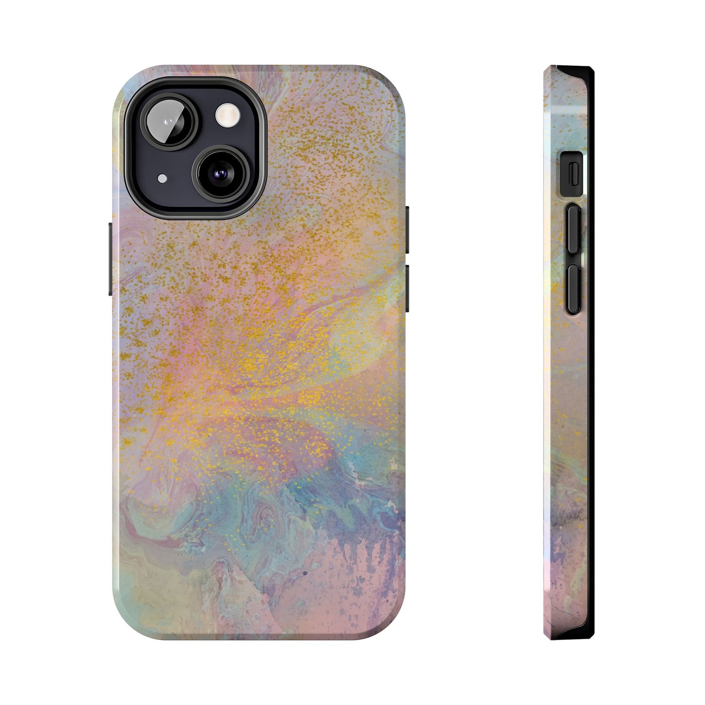Phone Case - Pastel Rainbow & Gold Watercolor Design