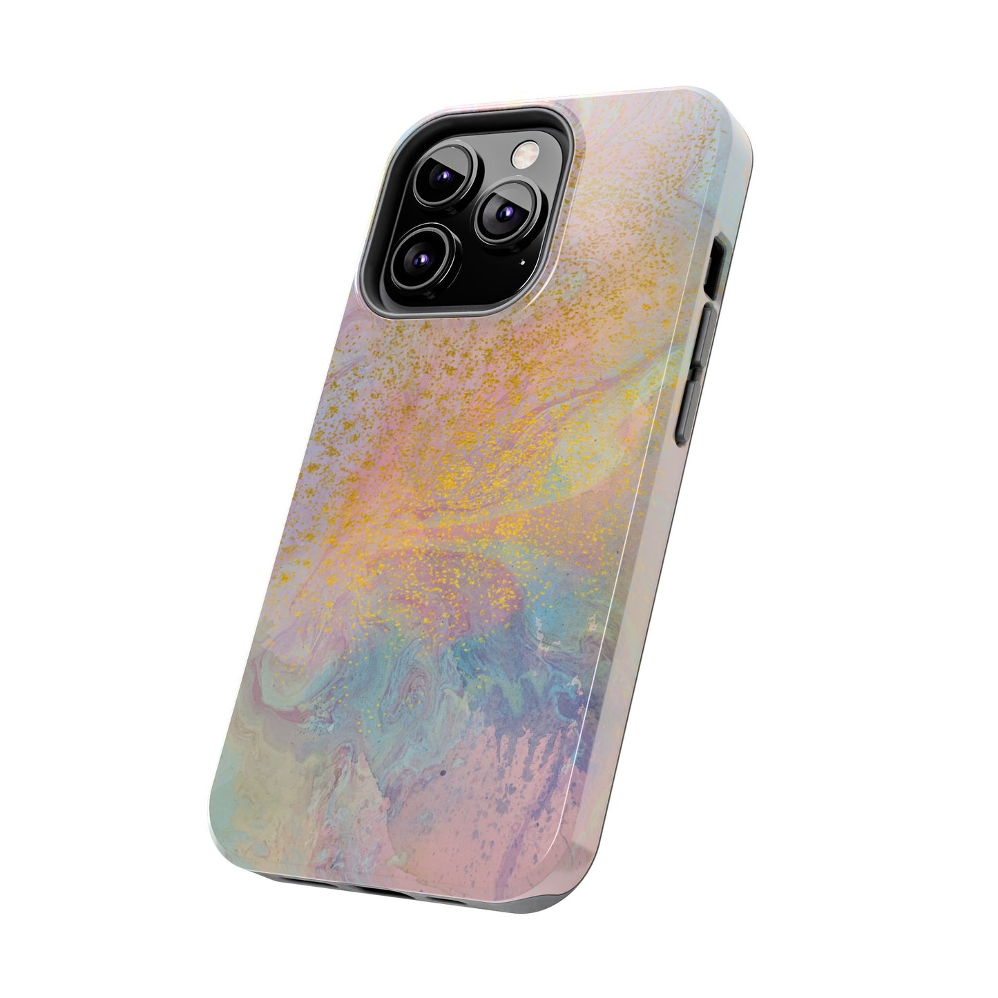 Phone Case - Pastel Rainbow & Gold Watercolor Design