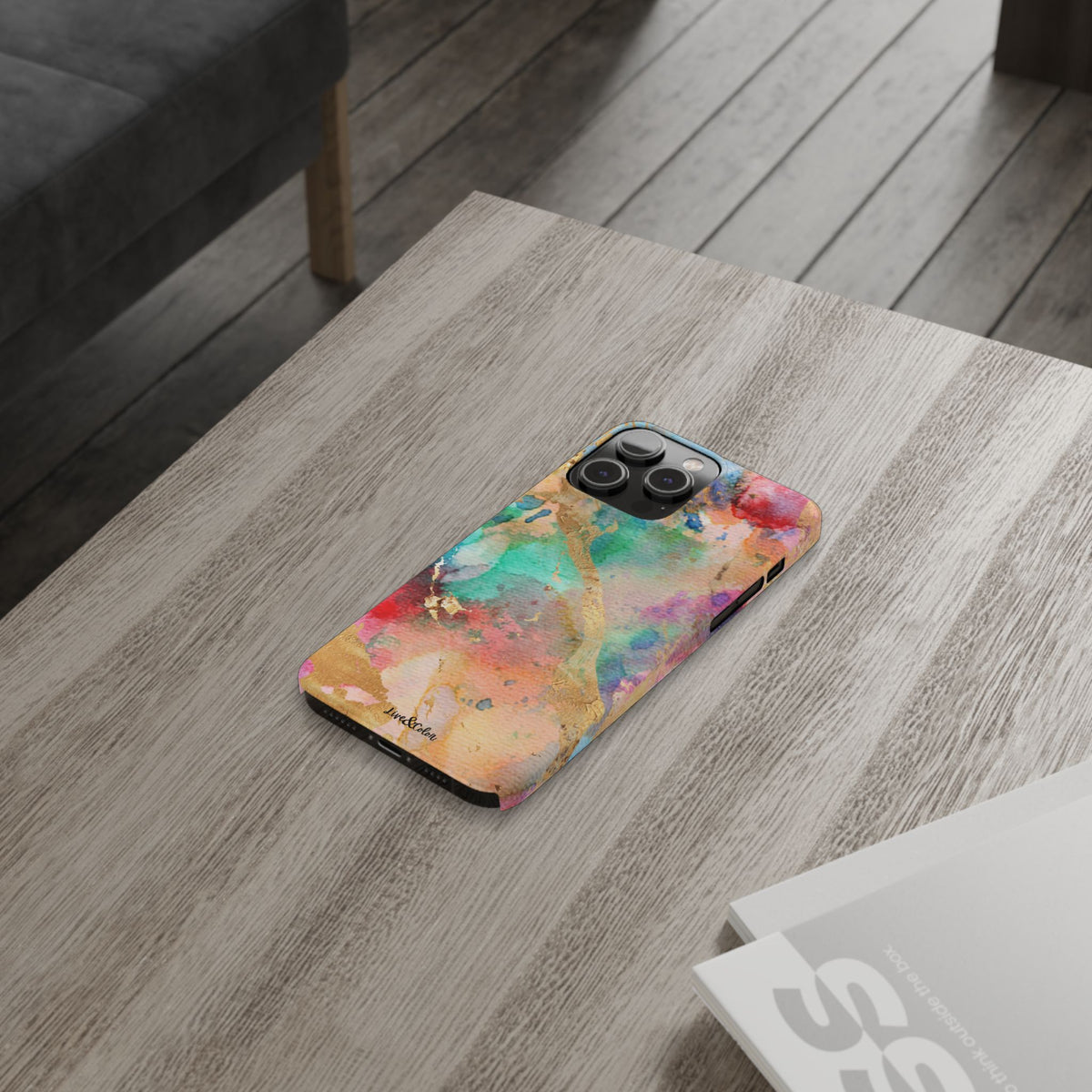 Pastel Rainbow & Gold Watercolor Slim Phone Case