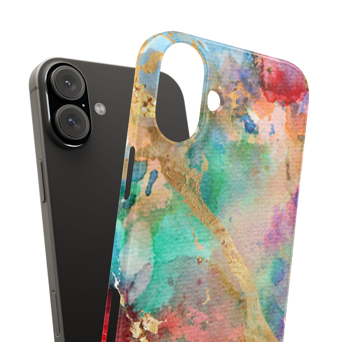 Pastel Rainbow & Gold Watercolor Slim Phone Case