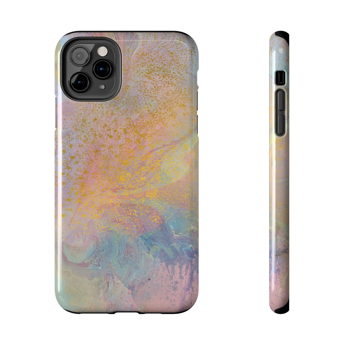 Phone Case - Pastel Rainbow & Gold Watercolor Design