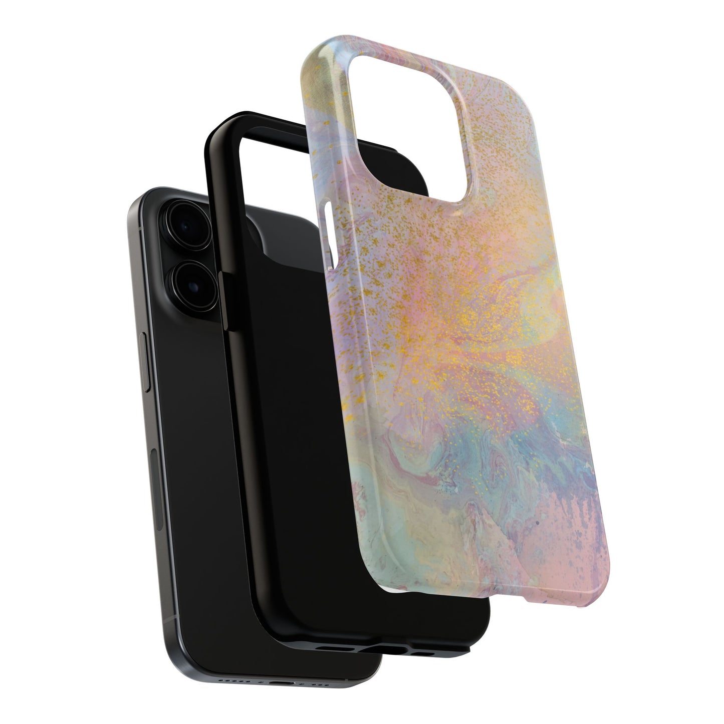 Phone Case - Pastel Rainbow & Gold Watercolor Design