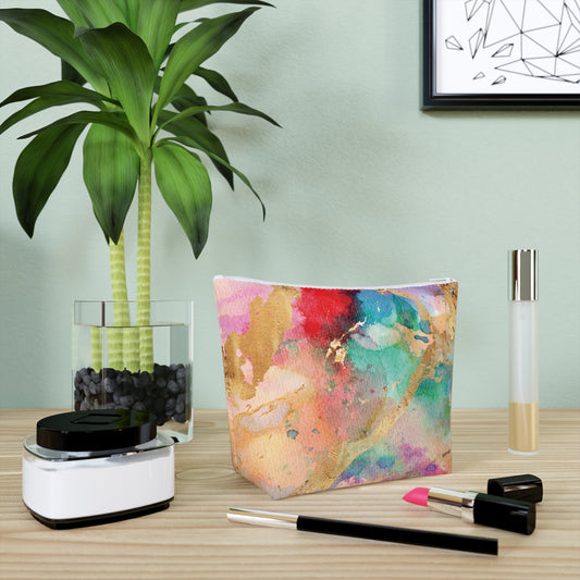 Watercolor & Gold Makeup Bag
