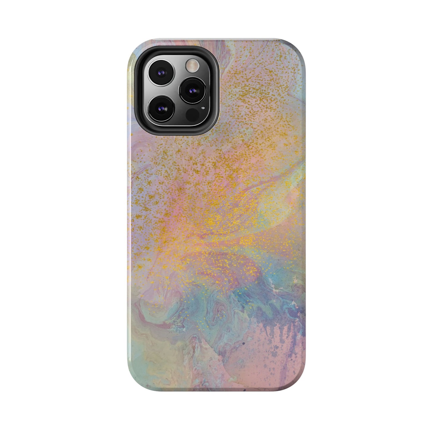 Phone Case - Pastel Rainbow & Gold Watercolor Design