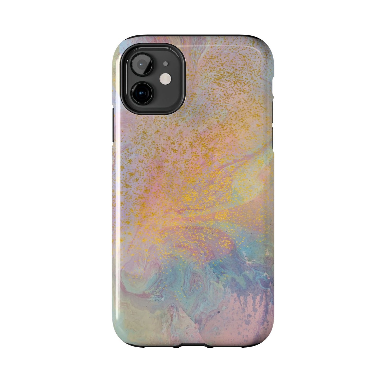 Phone Case - Pastel Rainbow & Gold Watercolor Design