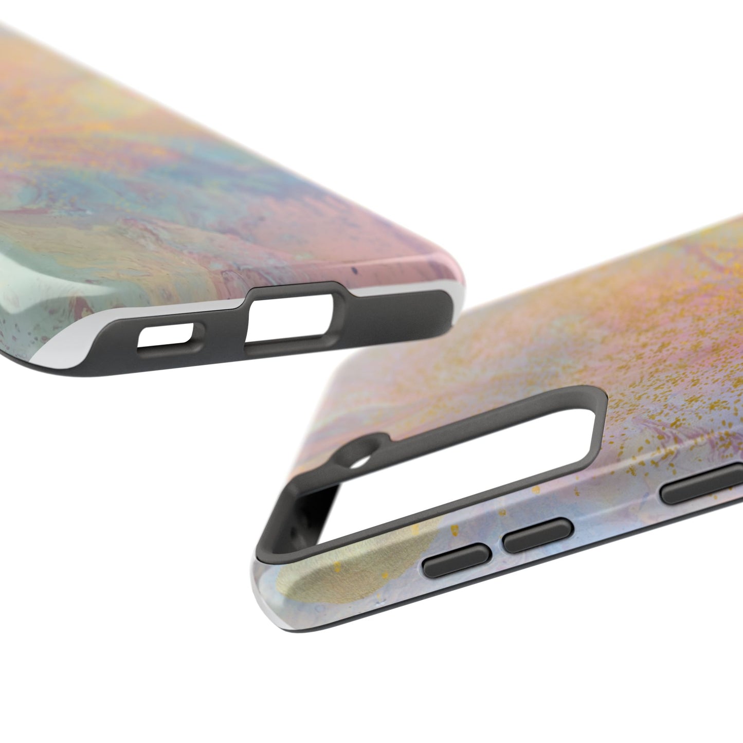 Phone Case - Pastel Rainbow & Gold Watercolor Design