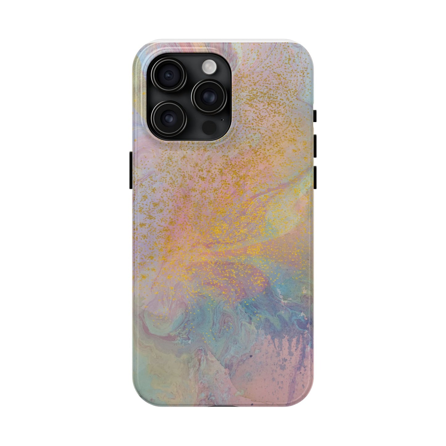 Phone Case - Pastel Rainbow & Gold Watercolor Design