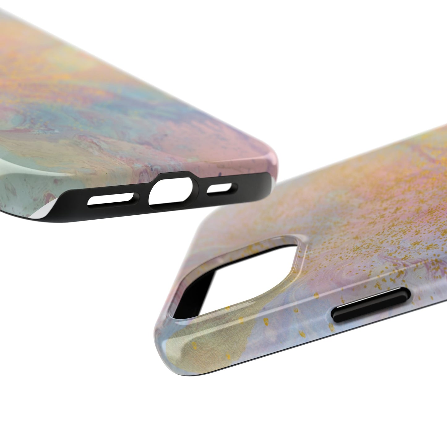 Phone Case - Pastel Rainbow & Gold Watercolor Design