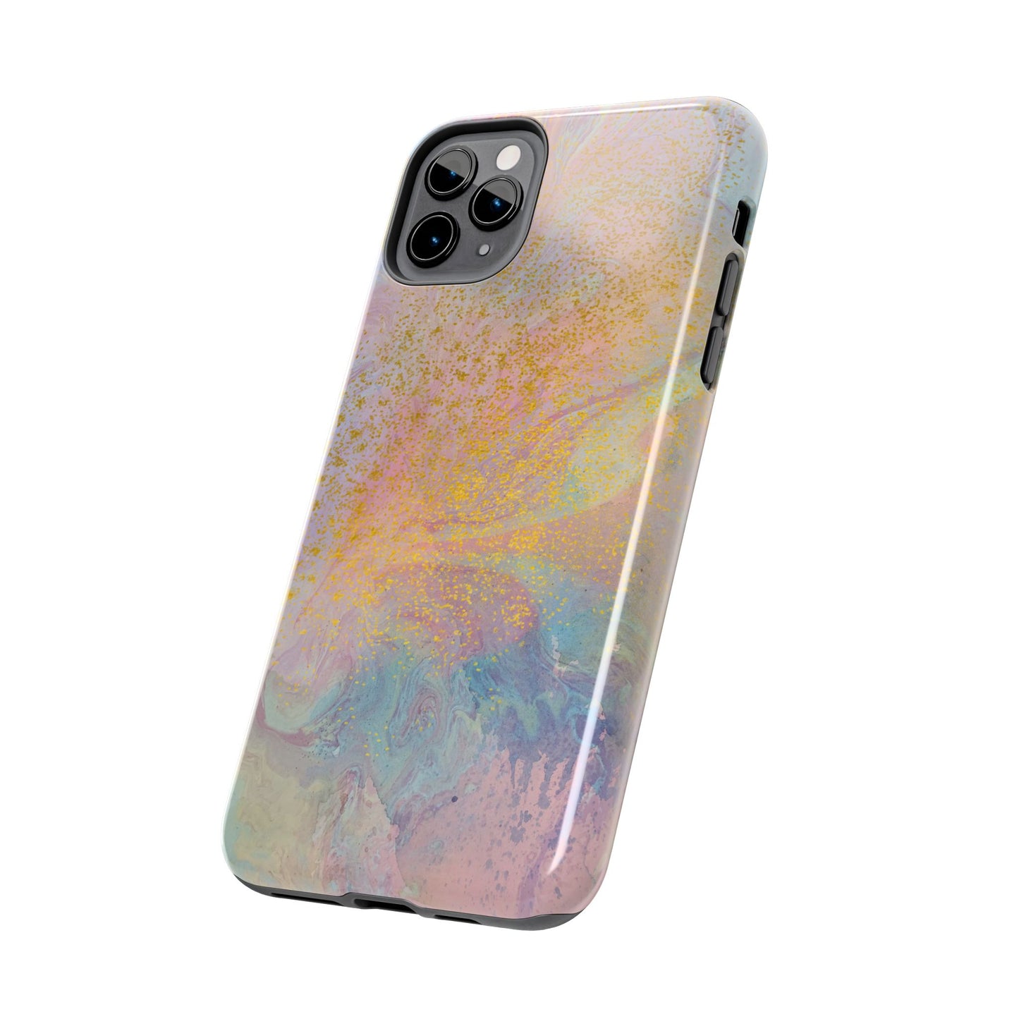 Phone Case - Pastel Rainbow & Gold Watercolor Design