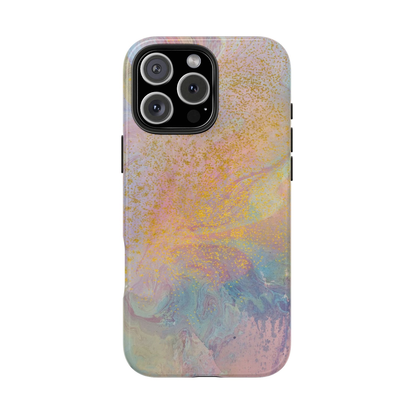 Phone Case - Pastel Rainbow & Gold Watercolor Design