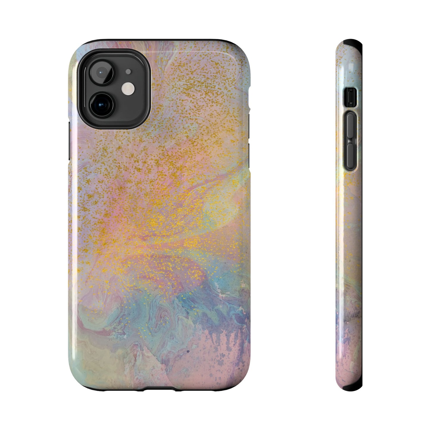 Phone Case - Pastel Rainbow & Gold Watercolor Design