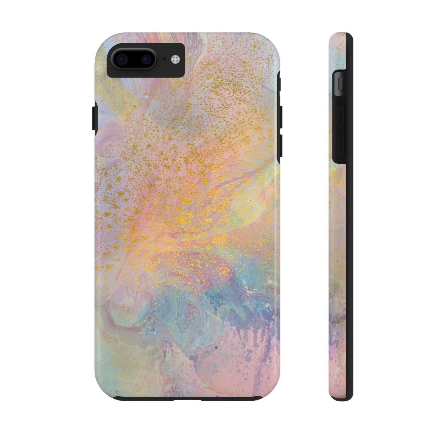 Phone Case - Pastel Rainbow & Gold Watercolor Design