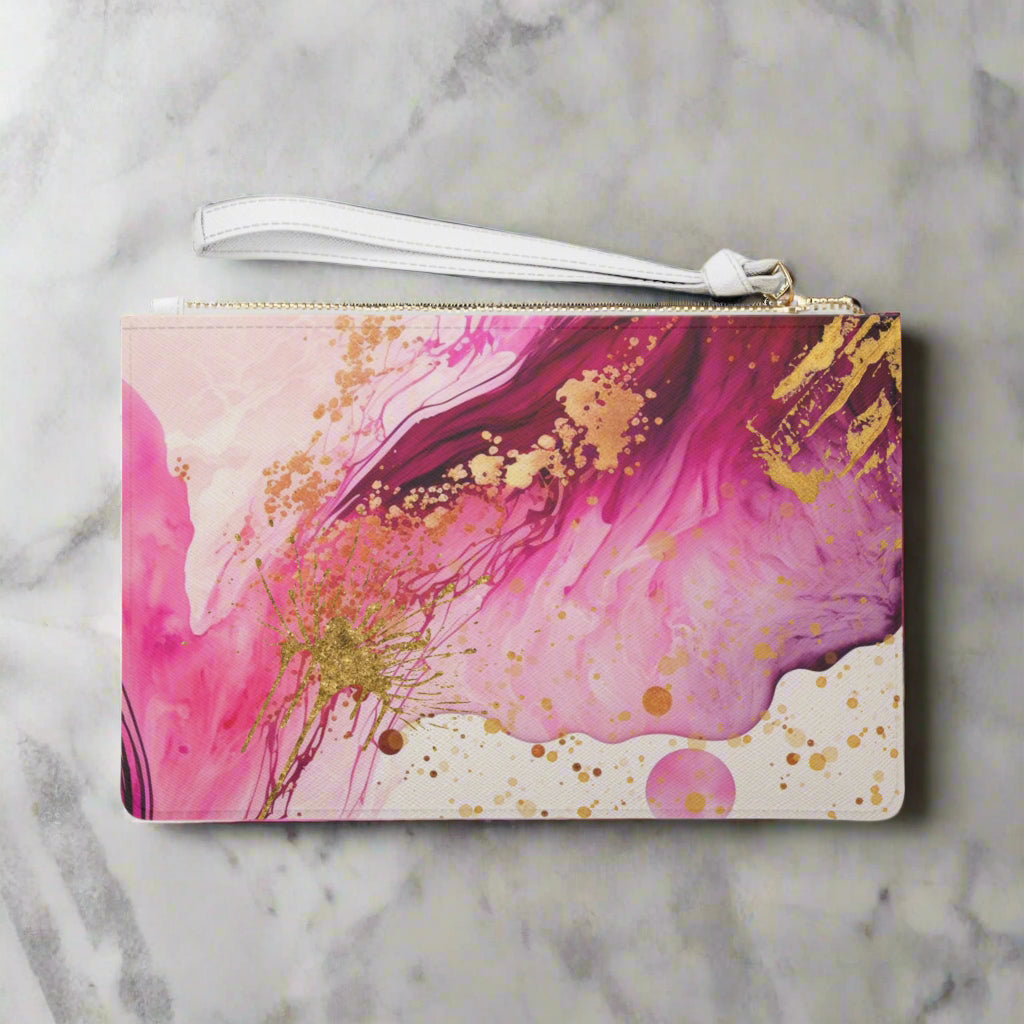 Pink Fuschia Magenta & Gold Clutch Bag (Original)