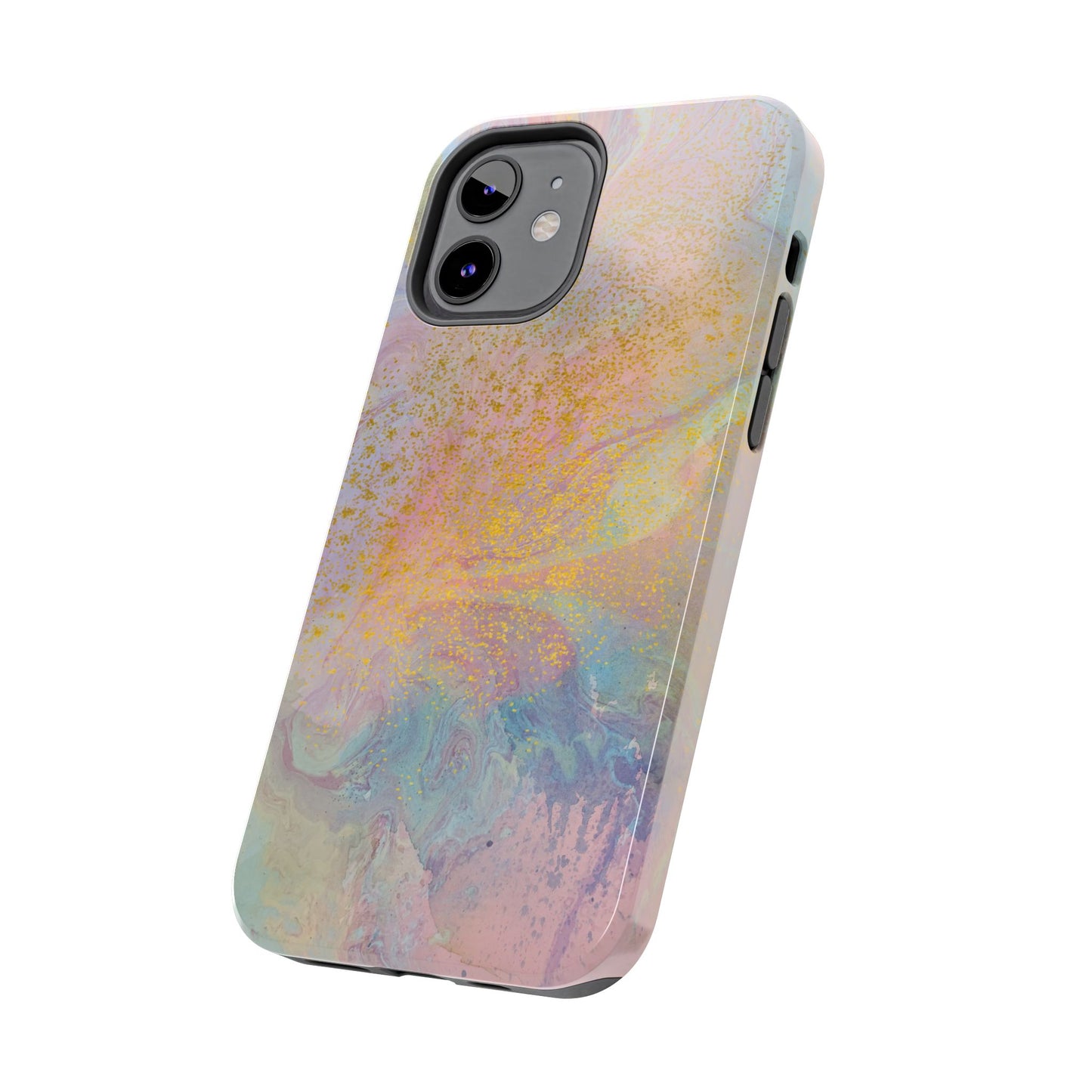 Phone Case - Pastel Rainbow & Gold Watercolor Design