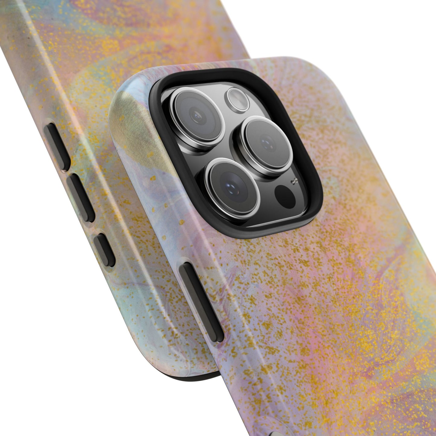Phone Case - Pastel Rainbow & Gold Watercolor Design