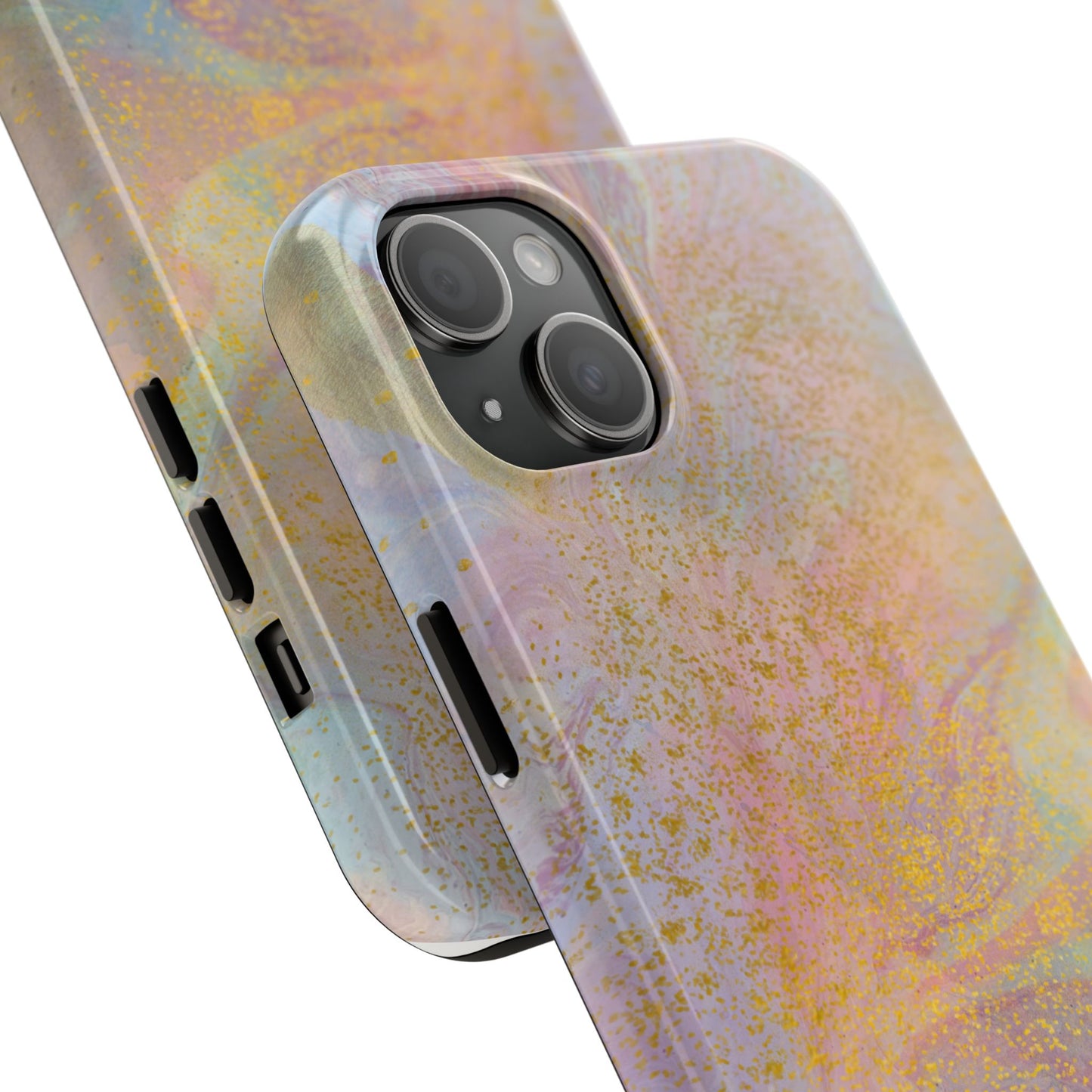 Phone Case - Pastel Rainbow & Gold Watercolor Design