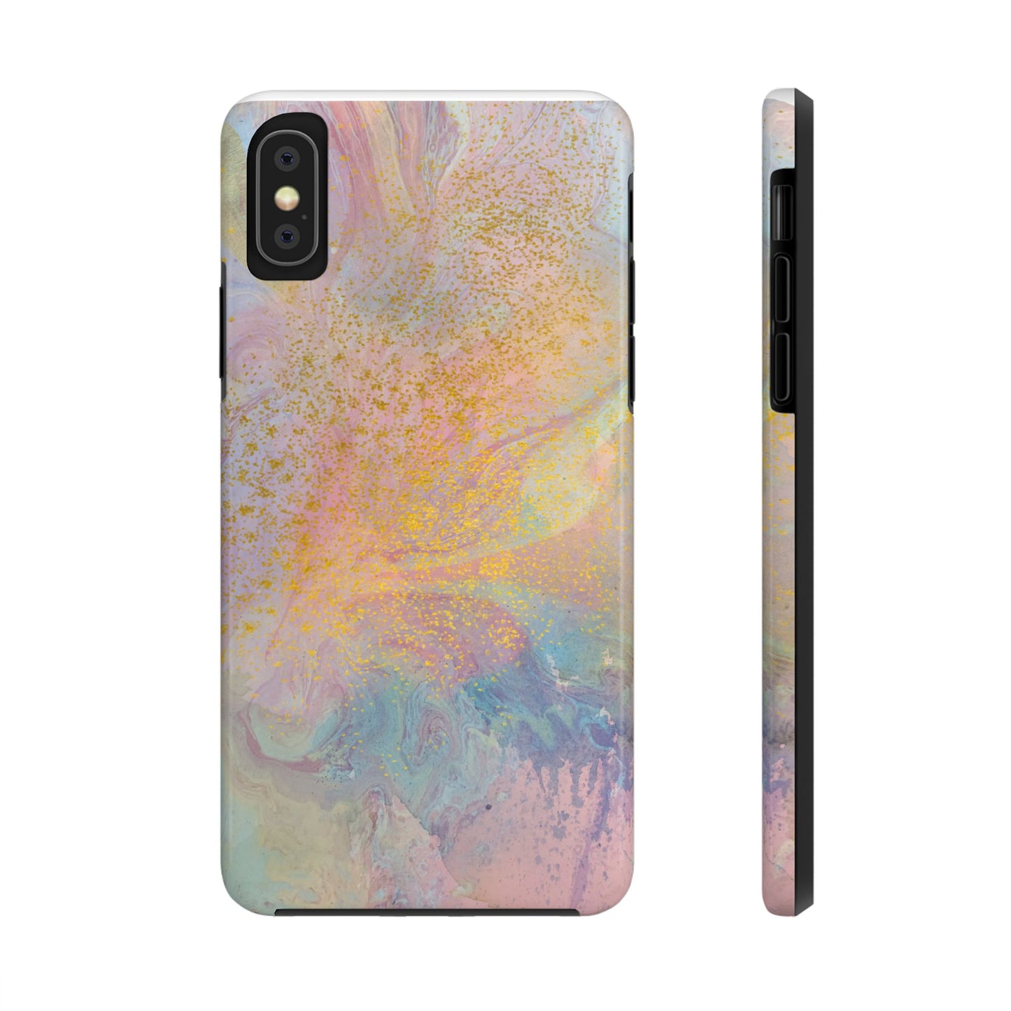 Phone Case - Pastel Rainbow & Gold Watercolor Design