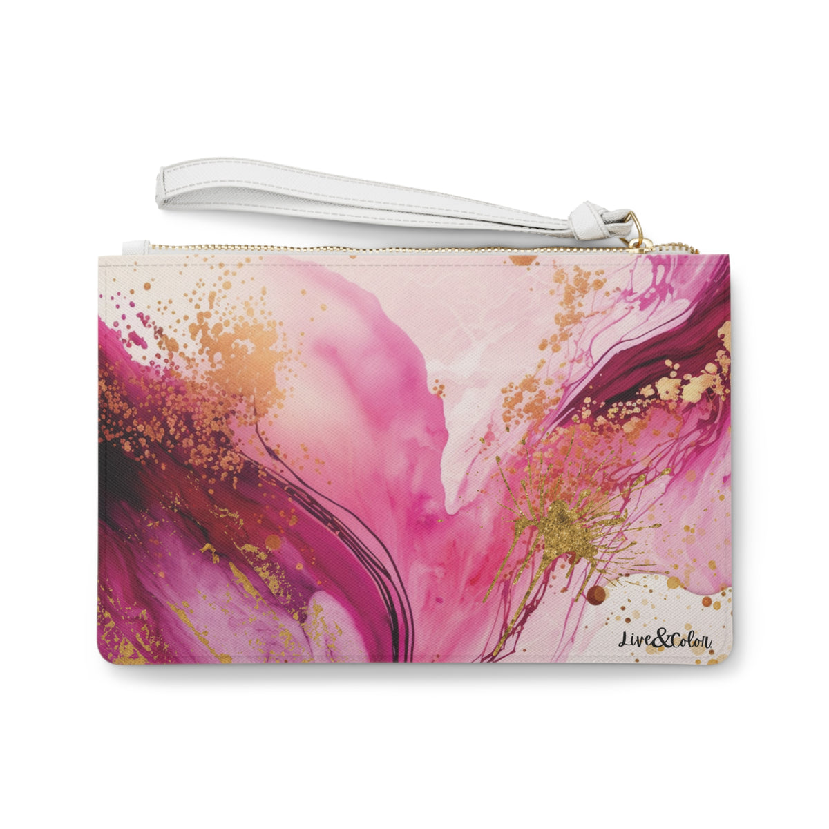 Pink Fuschia Magenta & Gold Clutch Bag (Original)