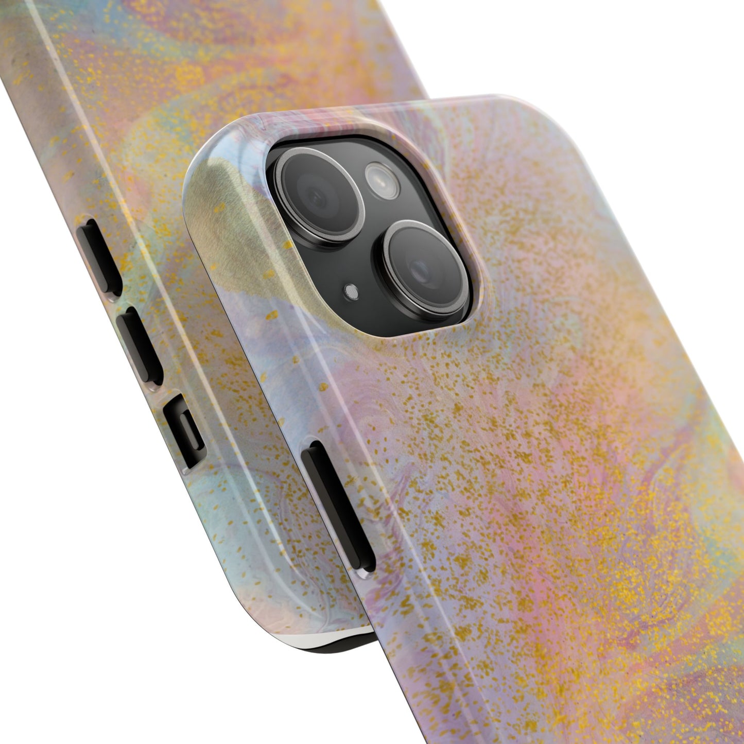 Phone Case - Pastel Rainbow & Gold Watercolor Design