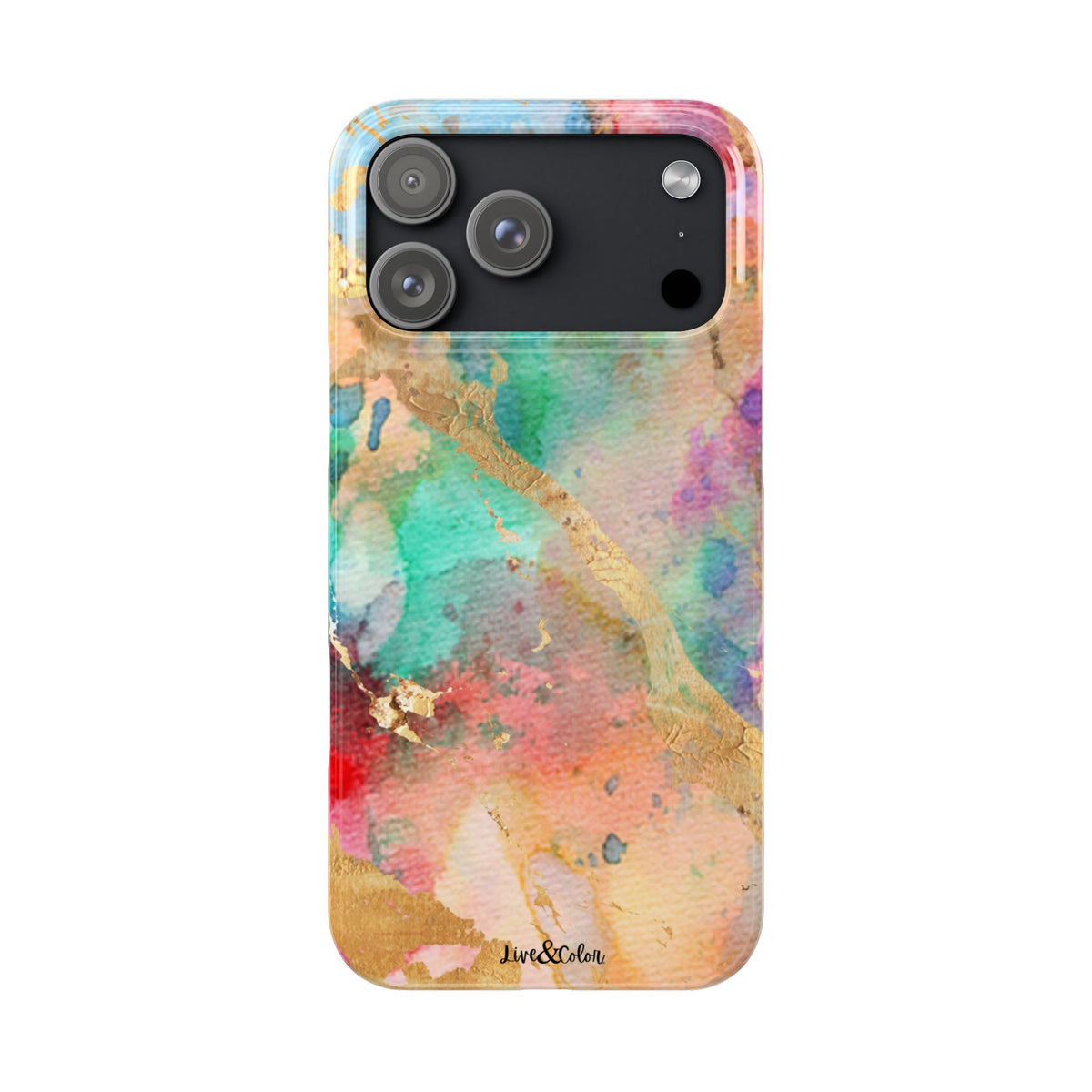 Pastel Rainbow & Gold Watercolor Slim Phone Case