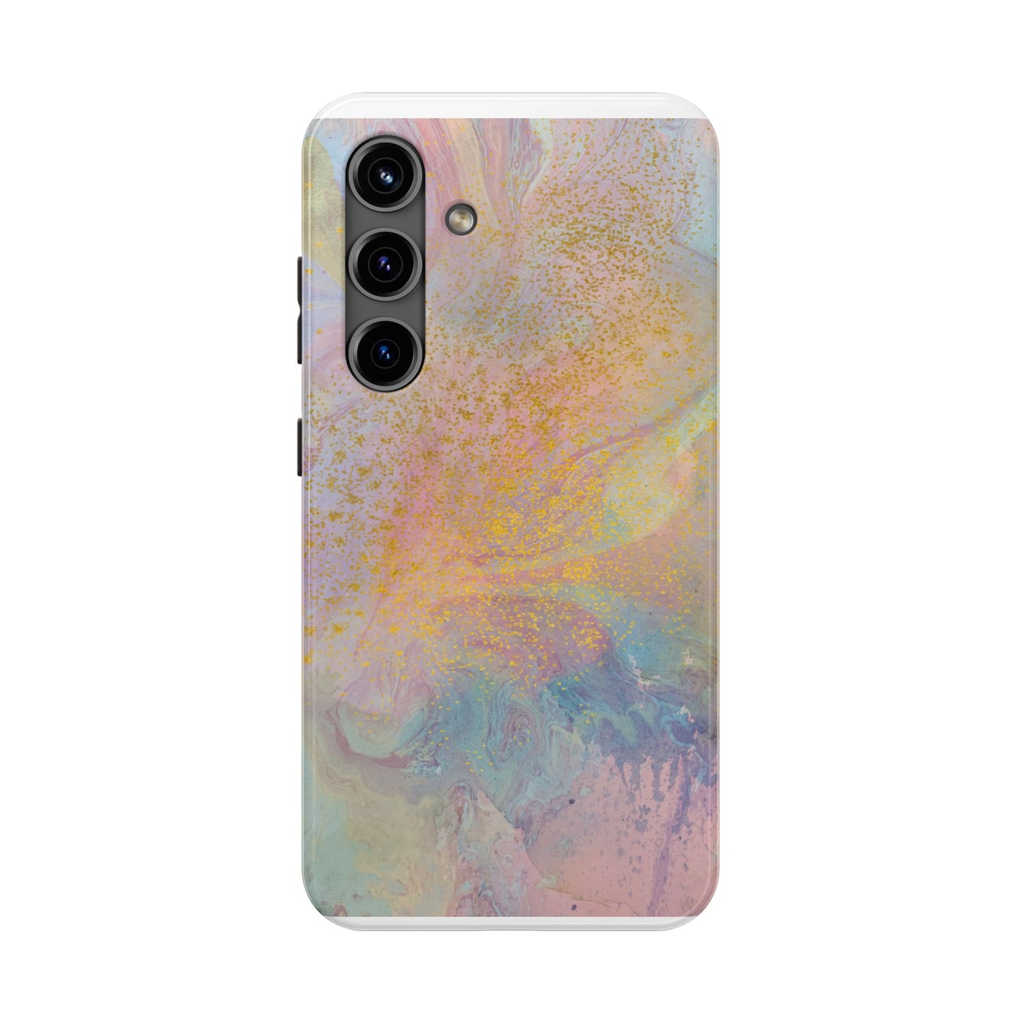 Phone Case - Pastel Rainbow & Gold Watercolor Design